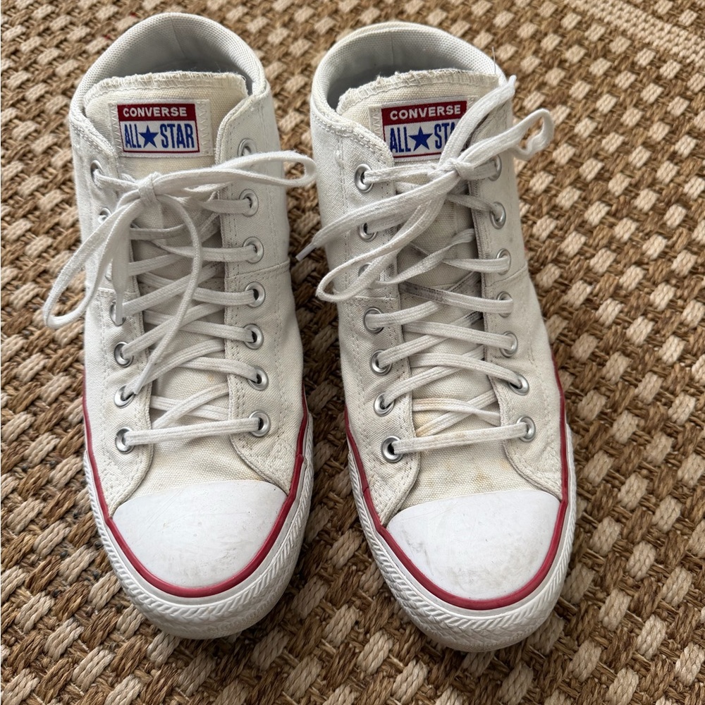 Converse Off-White Mid-Tops with Red Trim